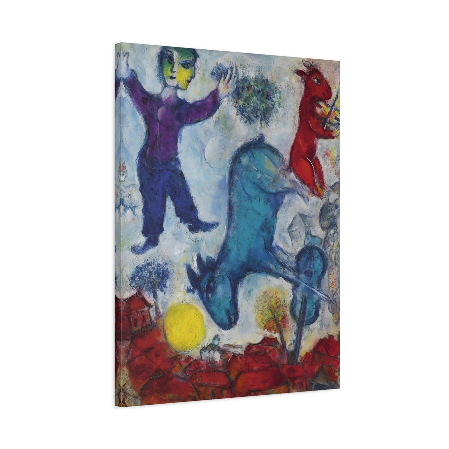 Peasant Canvas Wall Art - Framed Chagall Reproduction of Famous Artwork