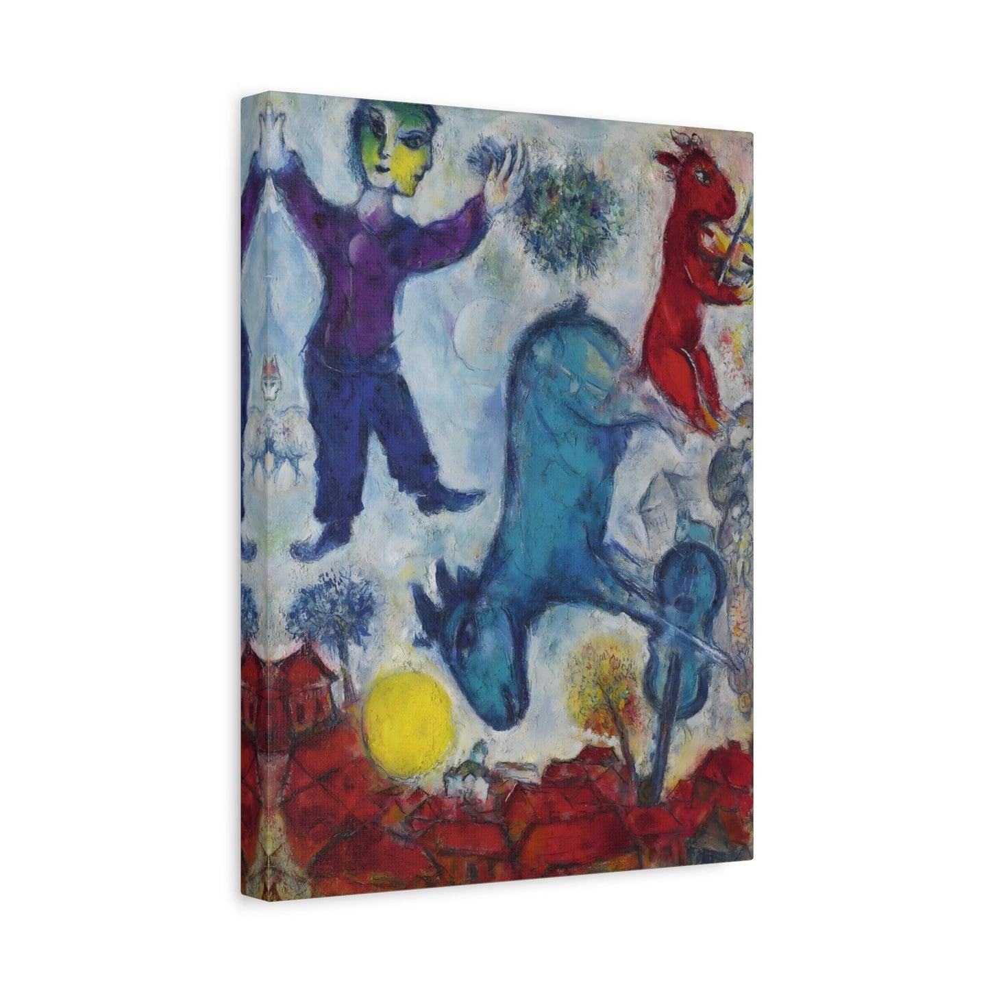 Peasant Canvas Wall Art - Framed Chagall Reproduction of Famous Artwork