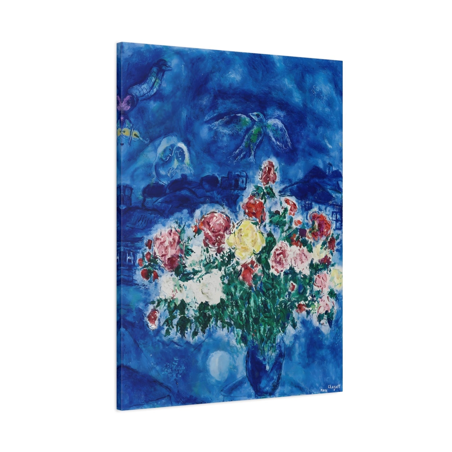 Peonies Flowers Framed Canvas Print - Famous Artist Painting Marc Chagall Floral Wall Art