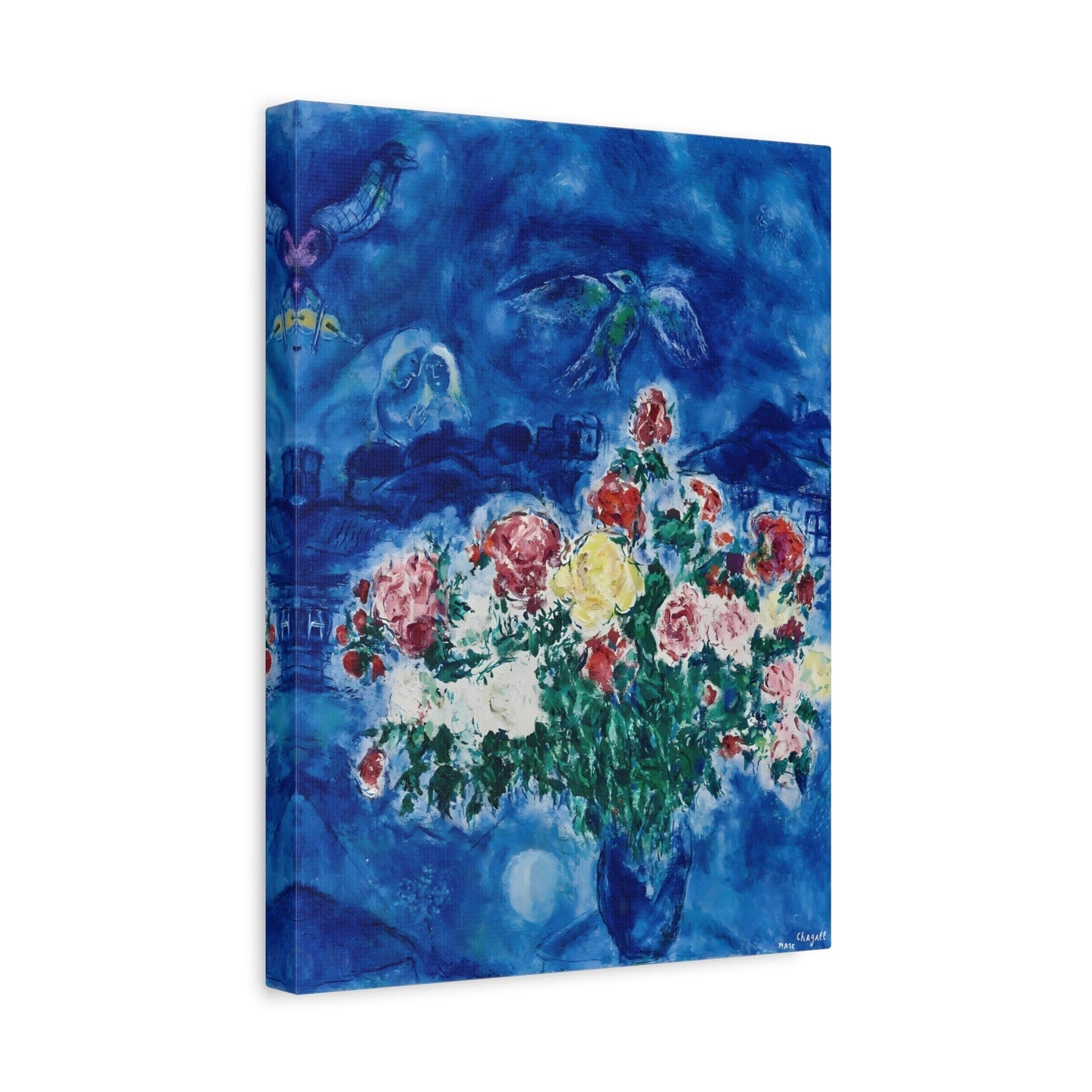 Peonies Flowers Framed Canvas Print - Famous Artist Painting Marc Chagall Floral Wall Art