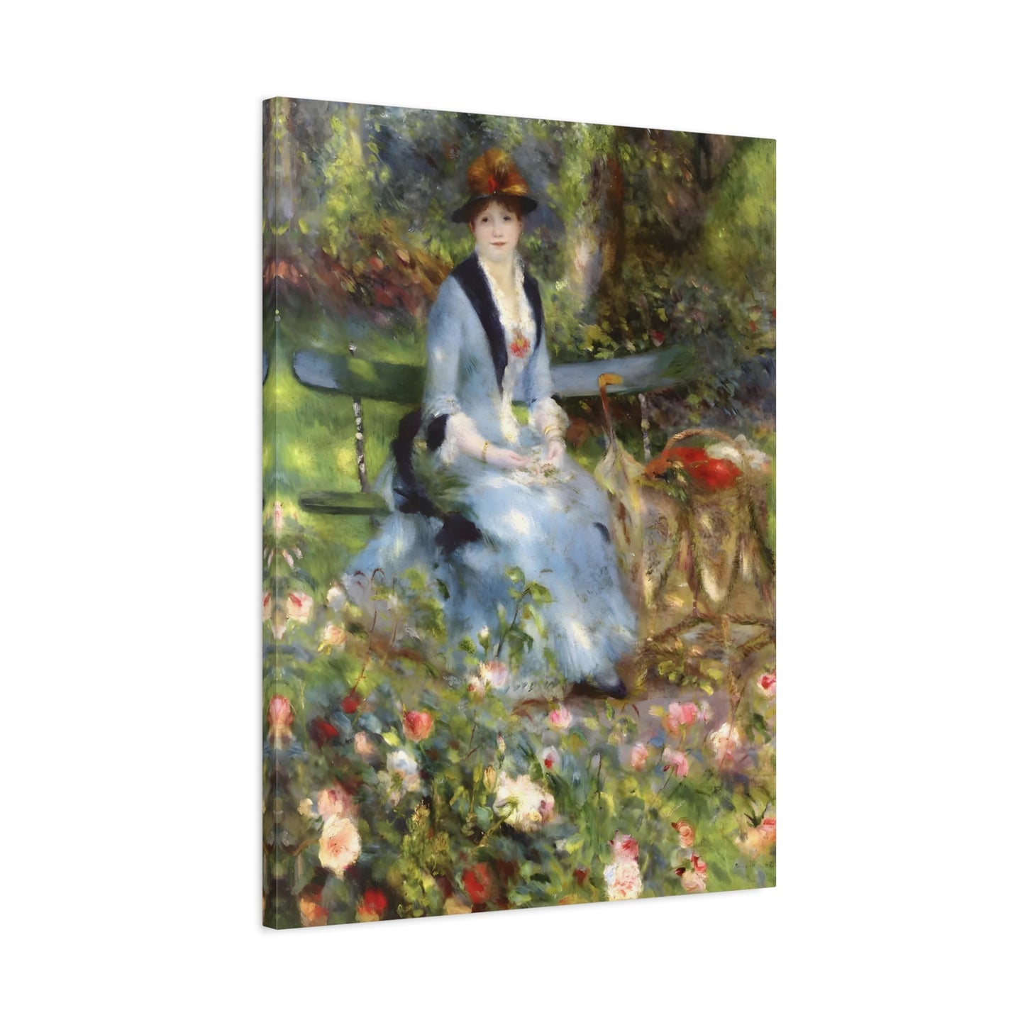 Pierre Auguste Renoir In the Roses - Floral Colorful Canvas Wall Art Prints