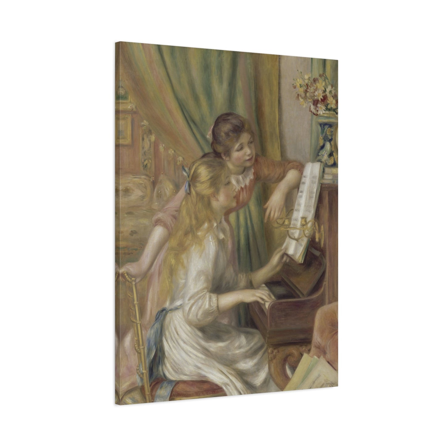 Pierre Auguste Renoir Young Girls at the Piano Painting - Canvas Wall Art Prints