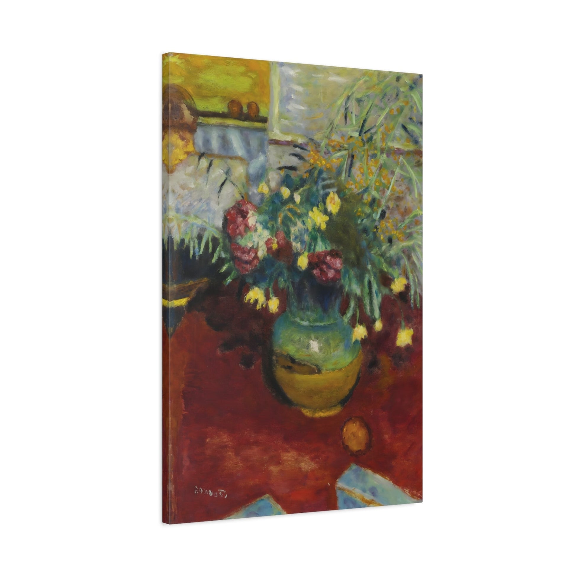 Pierre Bonnard Vase Flowers with Figure - Canvas Wall Art Print