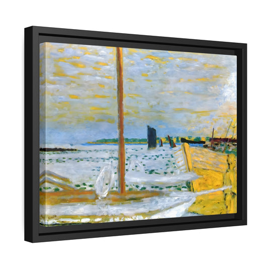 Pierre Bonnard Yellow Boat - Framed Canvas Wall Art Print in Black Pinewood Frame