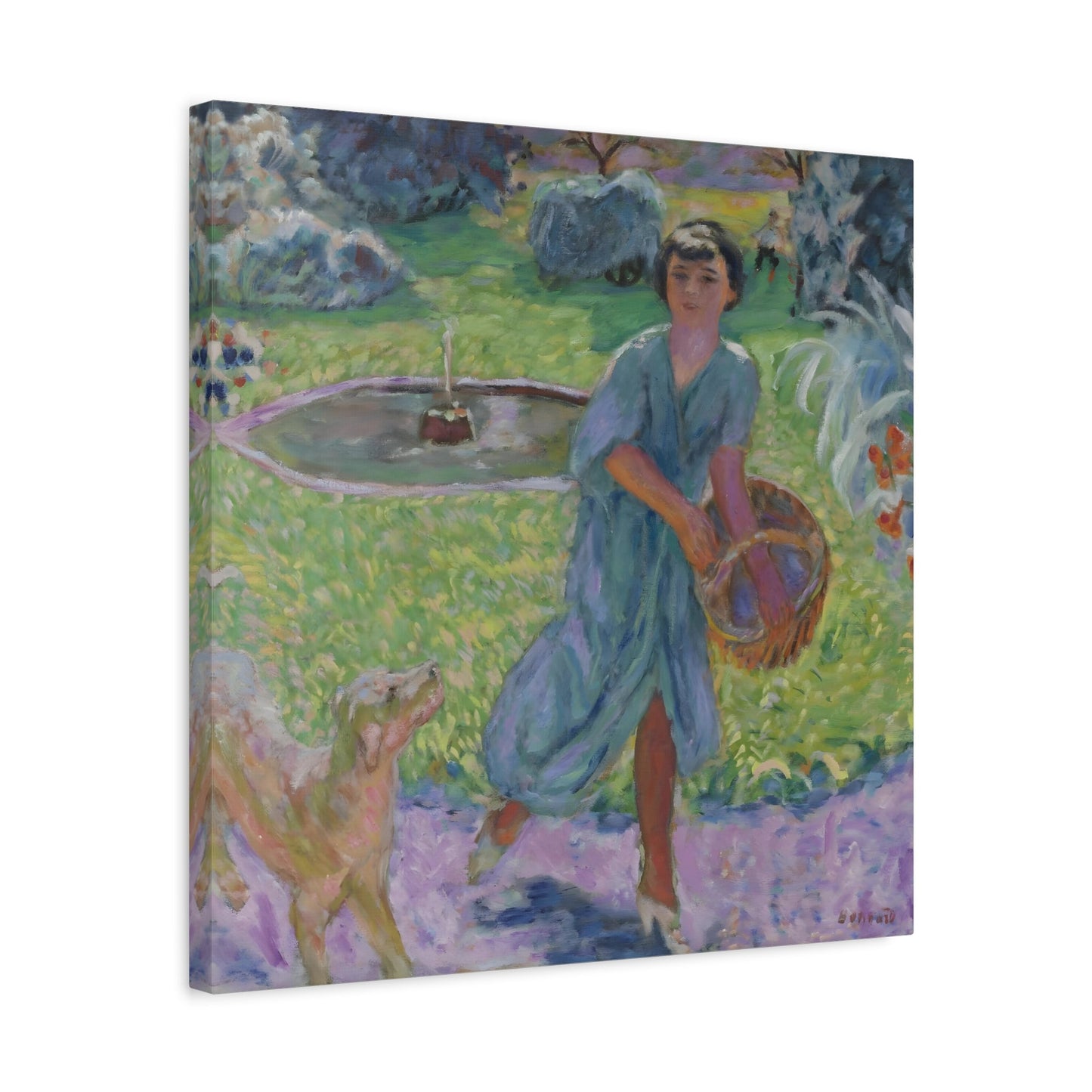 Pierre Bonnard Young Girl Playing with a Dog - Canvas Wall Art Print