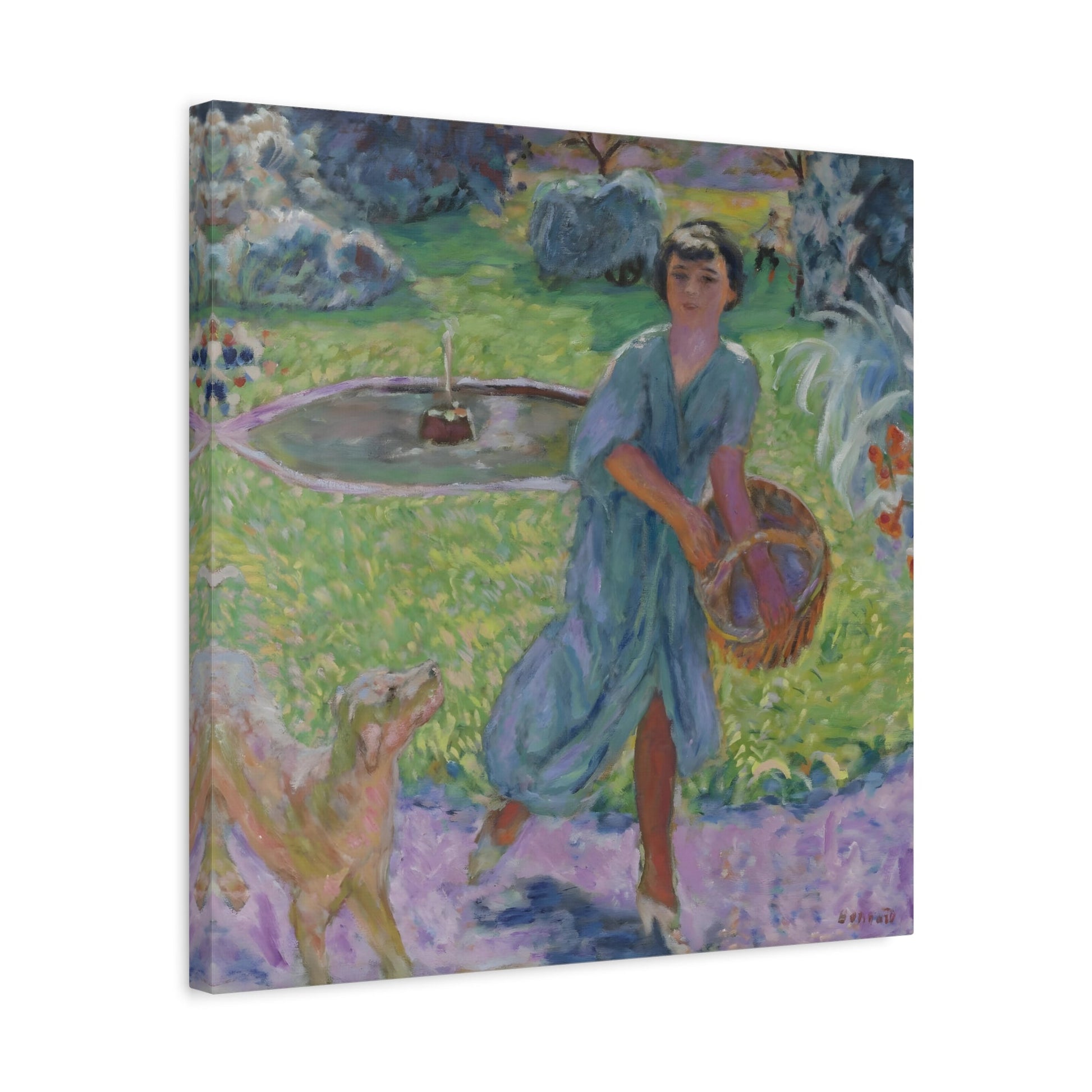 Pierre Bonnard Young Girl Playing with a Dog - Canvas Wall Art Print