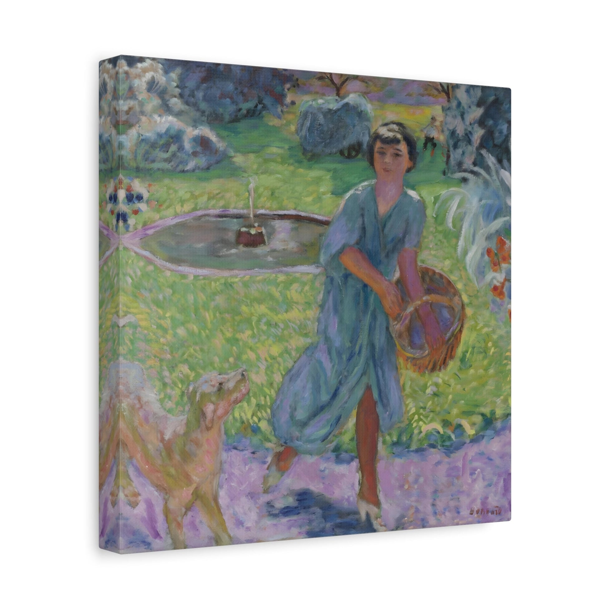 Pierre Bonnard Young Girl Playing with a Dog - Canvas Wall Art Print