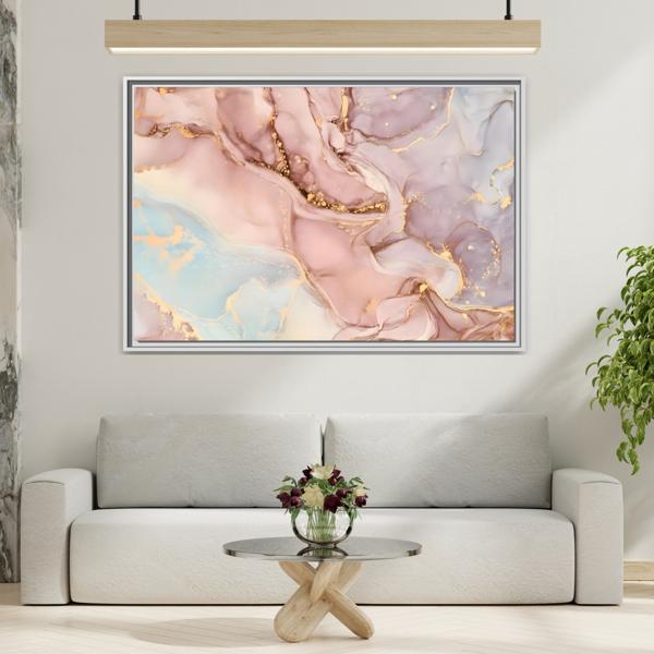 Pink Gold Marble Canvas Prints - Large Abstract Fashion Wall Art