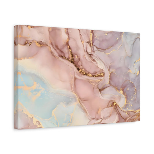 Pink Gold Marble Canvas Wall Art Print - Modern Fashion Abstract Painting