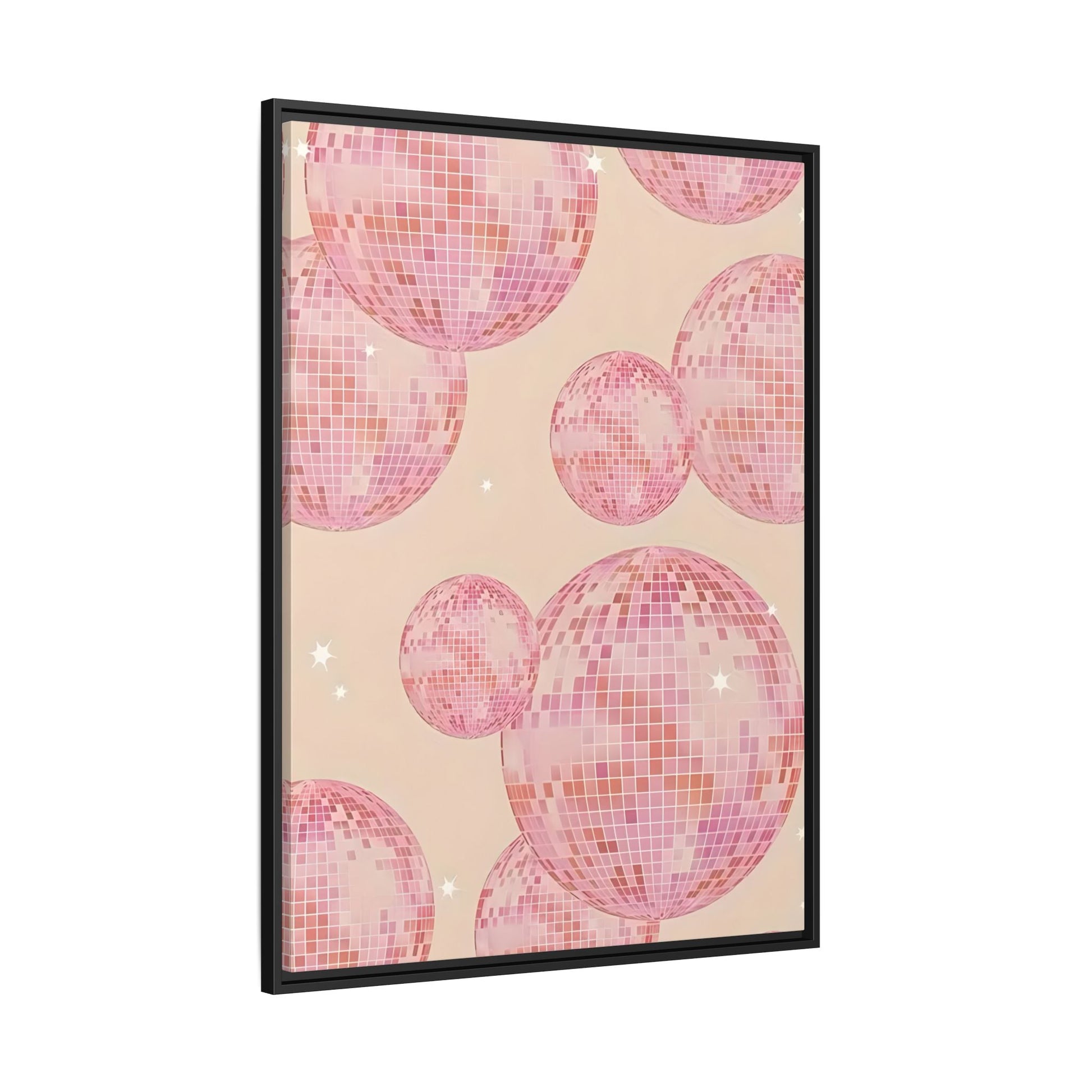 Pink Orange Disco Ball Wall Art Canvas Print, Girly Dorm Bar