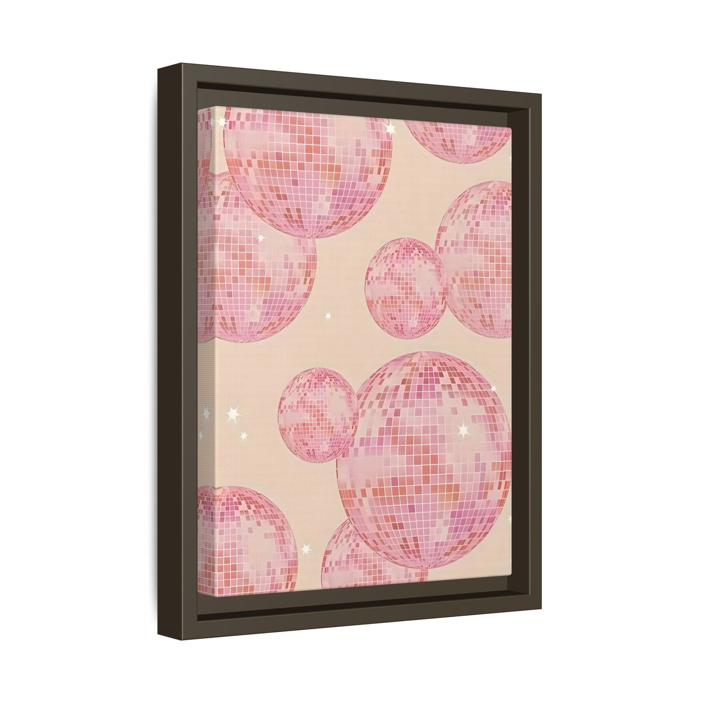 Pink Orange Disco Ball Wall Art Canvas Print, Girly Dorm Bar
