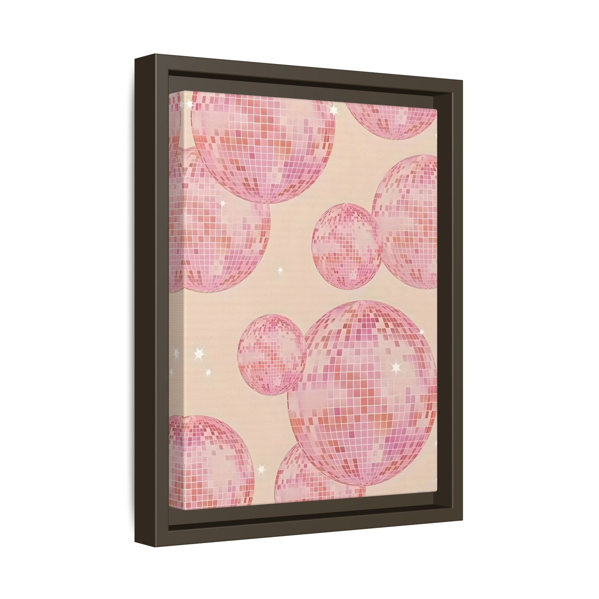 Pink Orange Disco Ball Wall Art Canvas Print, Girly Dorm Bar