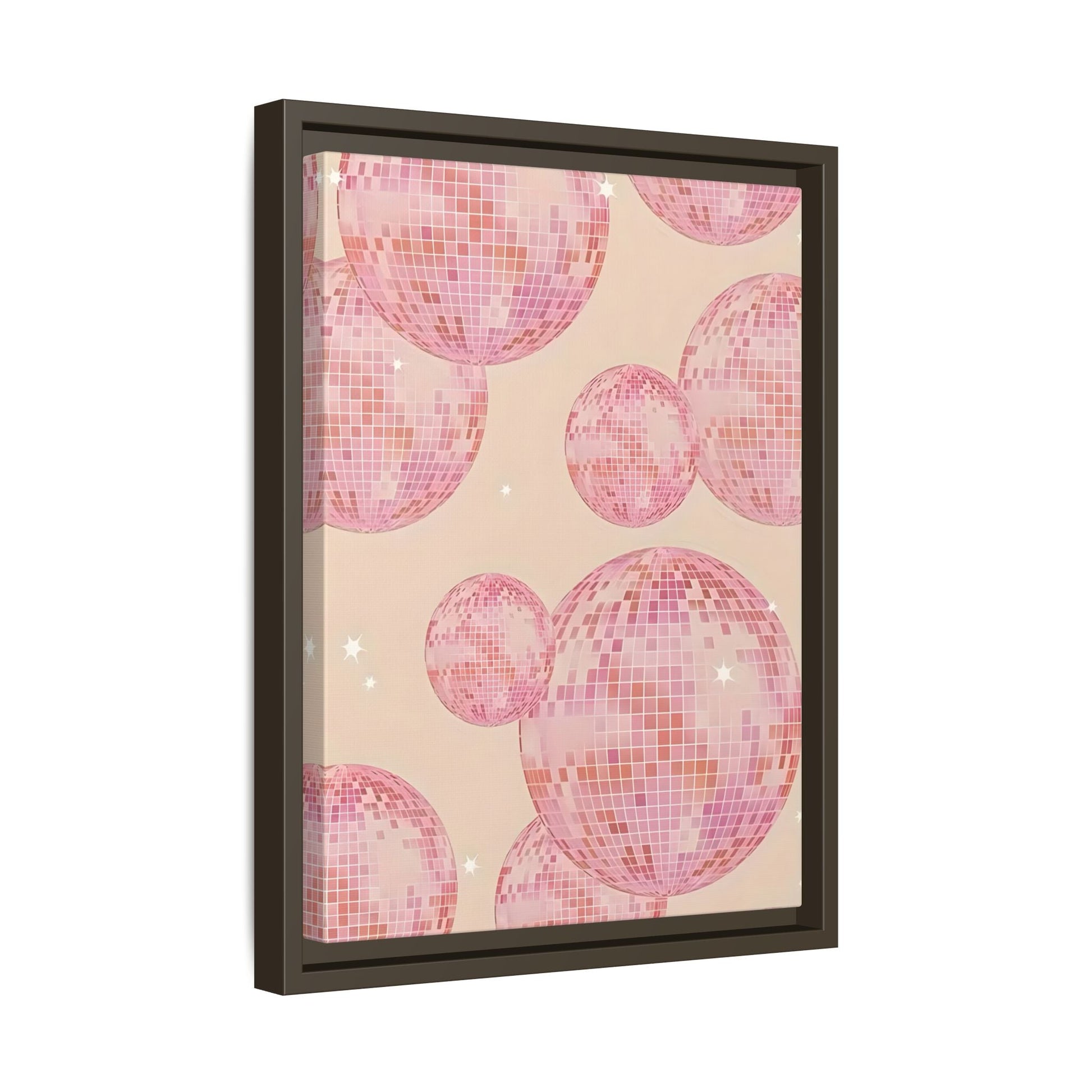 Pink Orange Disco Ball Wall Art Canvas Print, Girly Dorm Bar