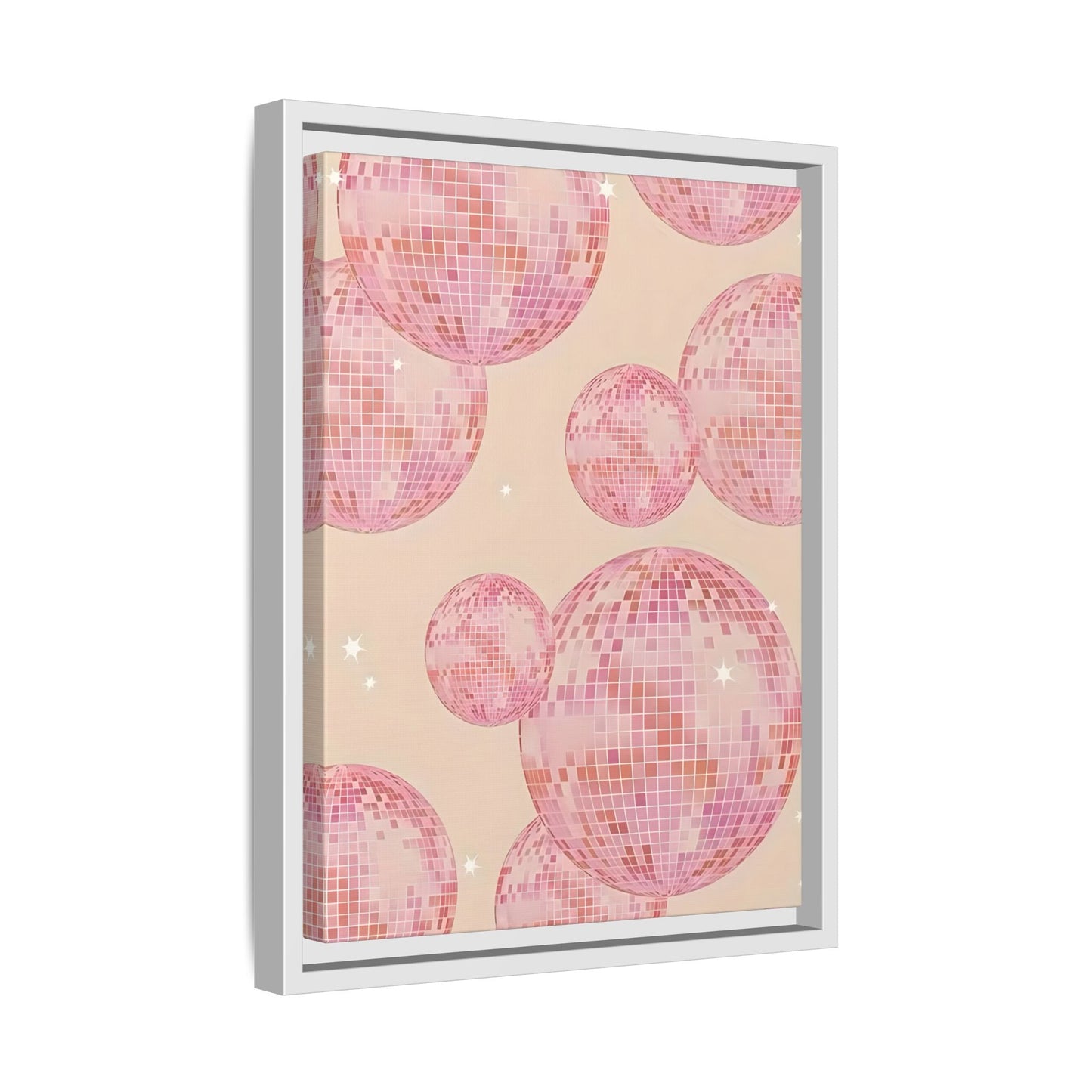 Pink Orange Disco Ball Wall Art Canvas Print, Girly Dorm Bar