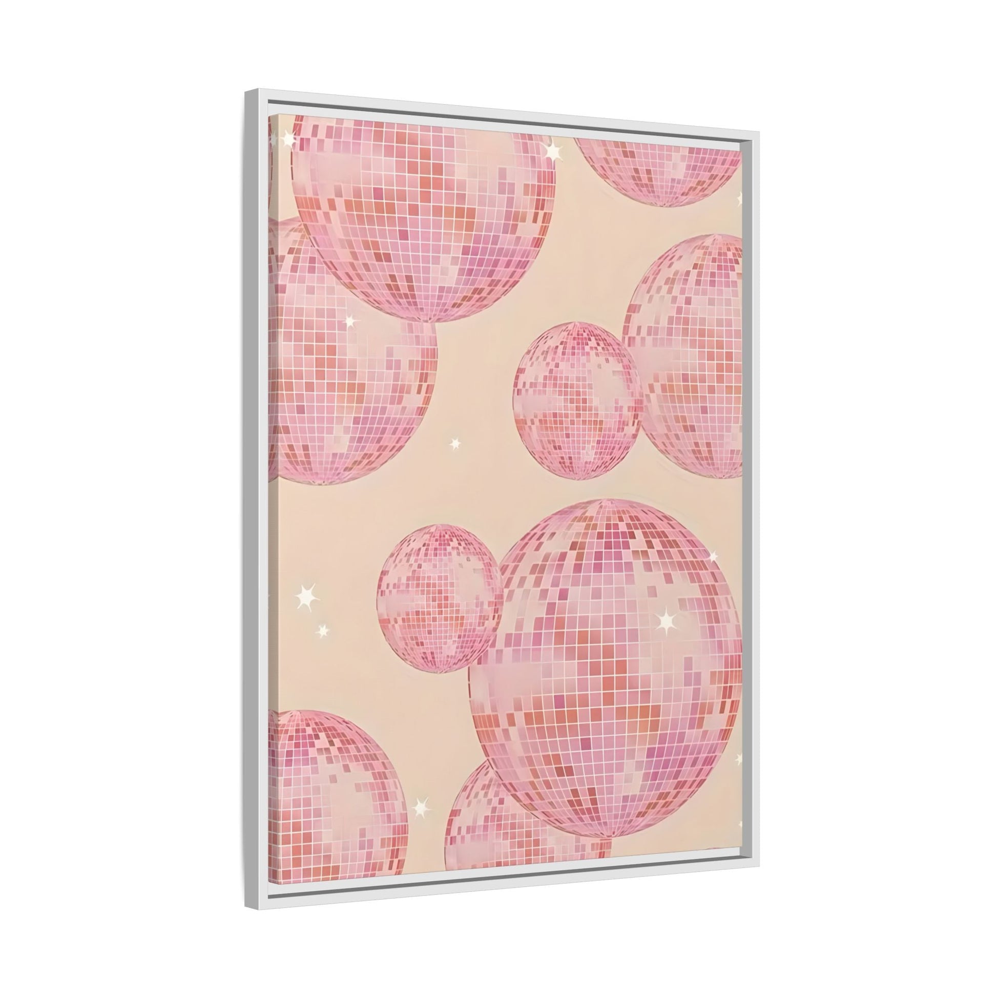 Pink Orange Disco Ball Wall Art Canvas Print, Girly Dorm Bar