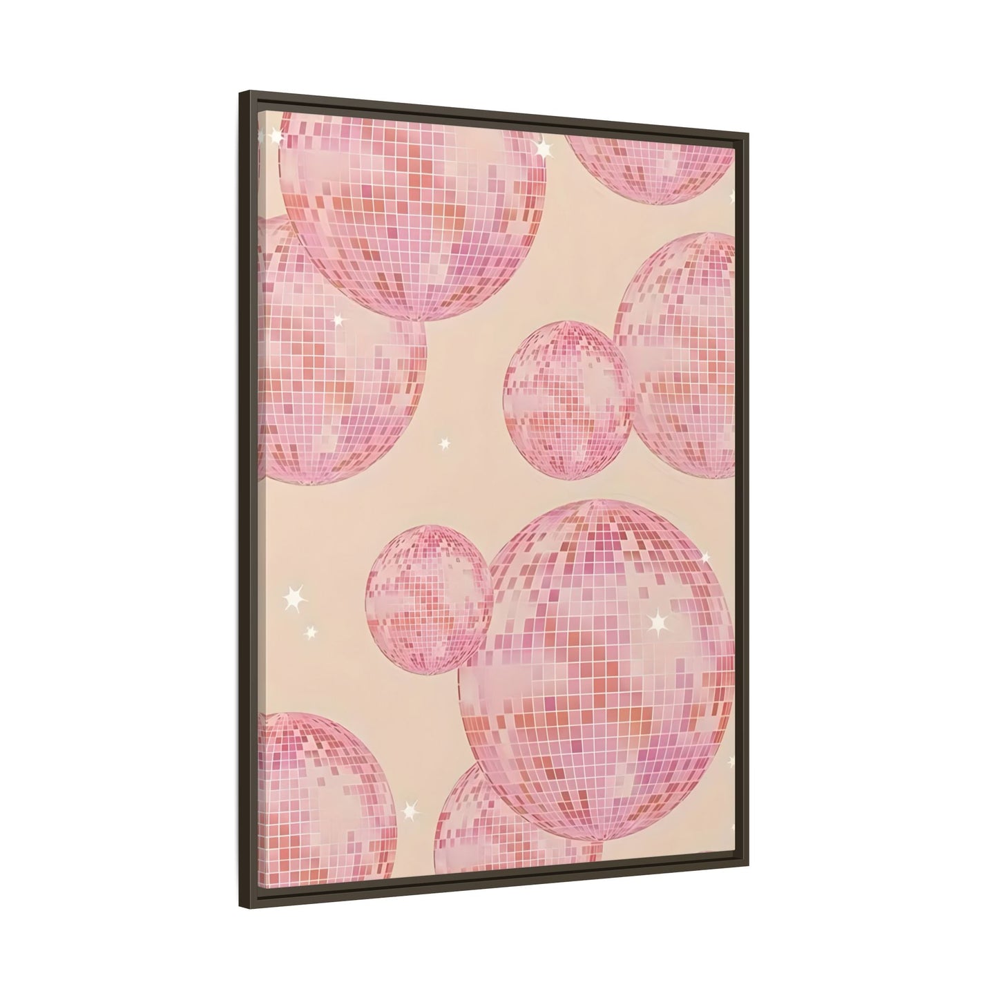 Pink Orange Disco Ball Wall Art Canvas Print, Girly Dorm Bar