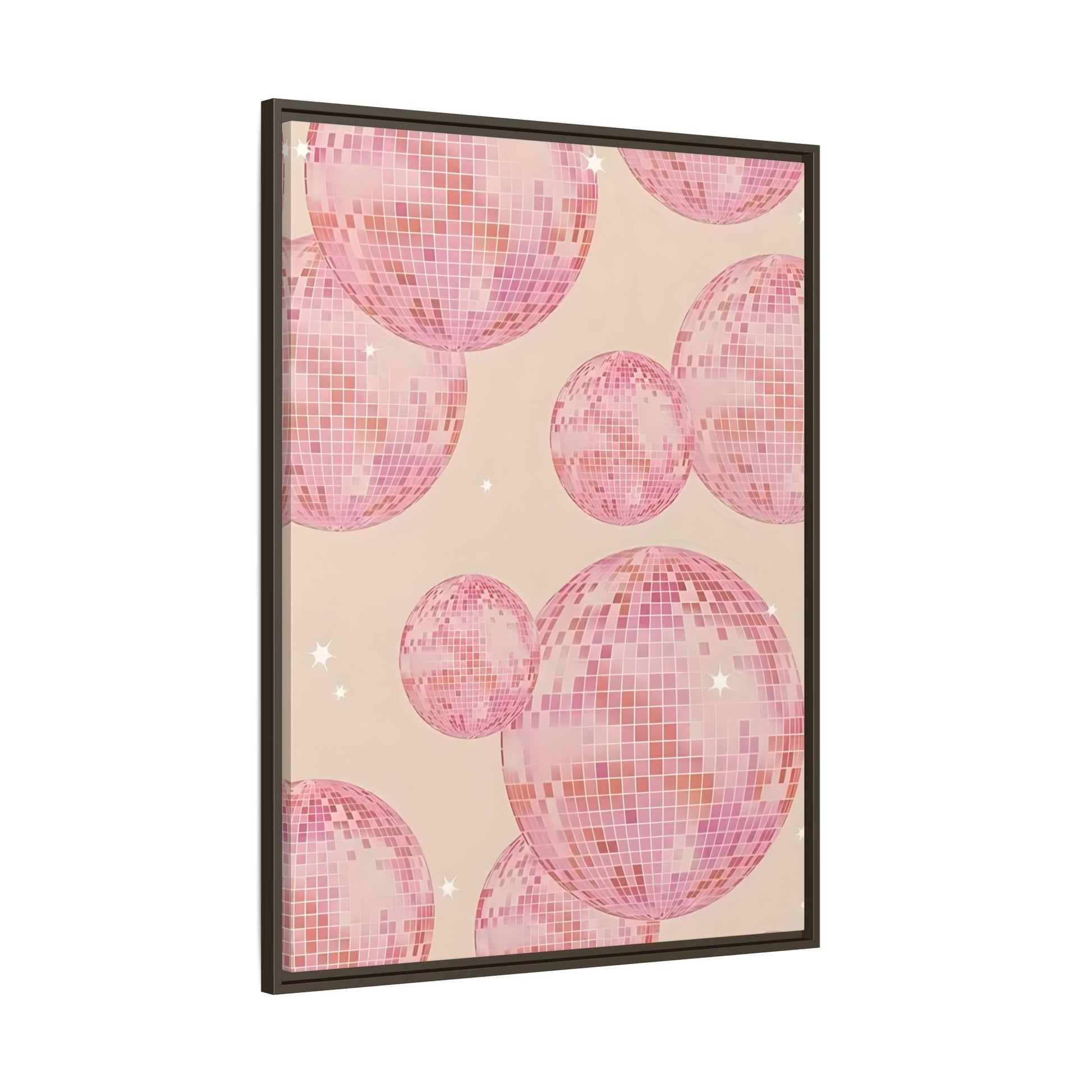 Pink Orange Disco Ball Wall Art Canvas Print, Girly Dorm Bar