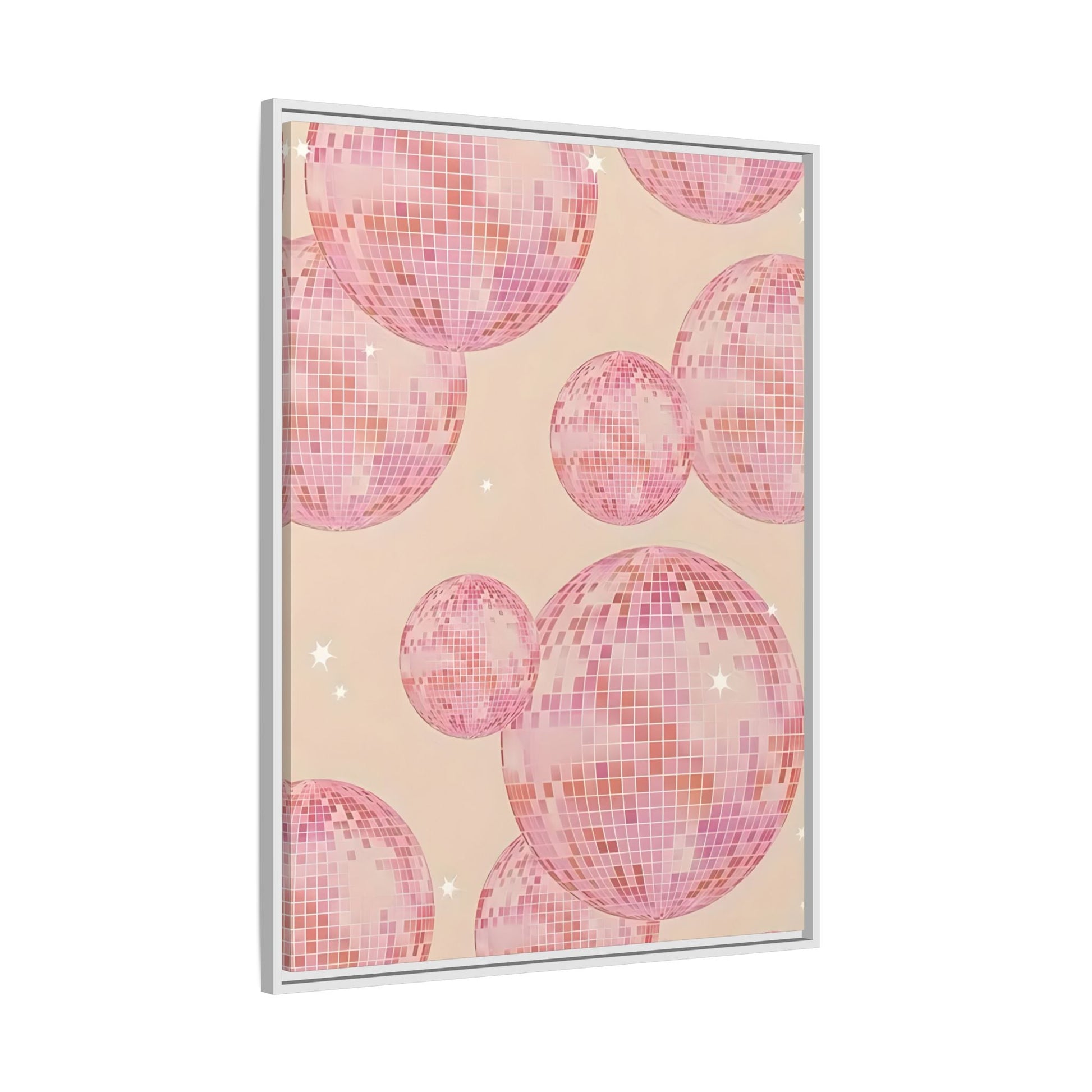 Pink Orange Disco Ball Wall Art Canvas Print, Girly Dorm Bar