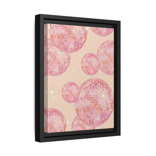 Pink Orange Disco Ball Wall Art Canvas Print, Girly Dorm Bar