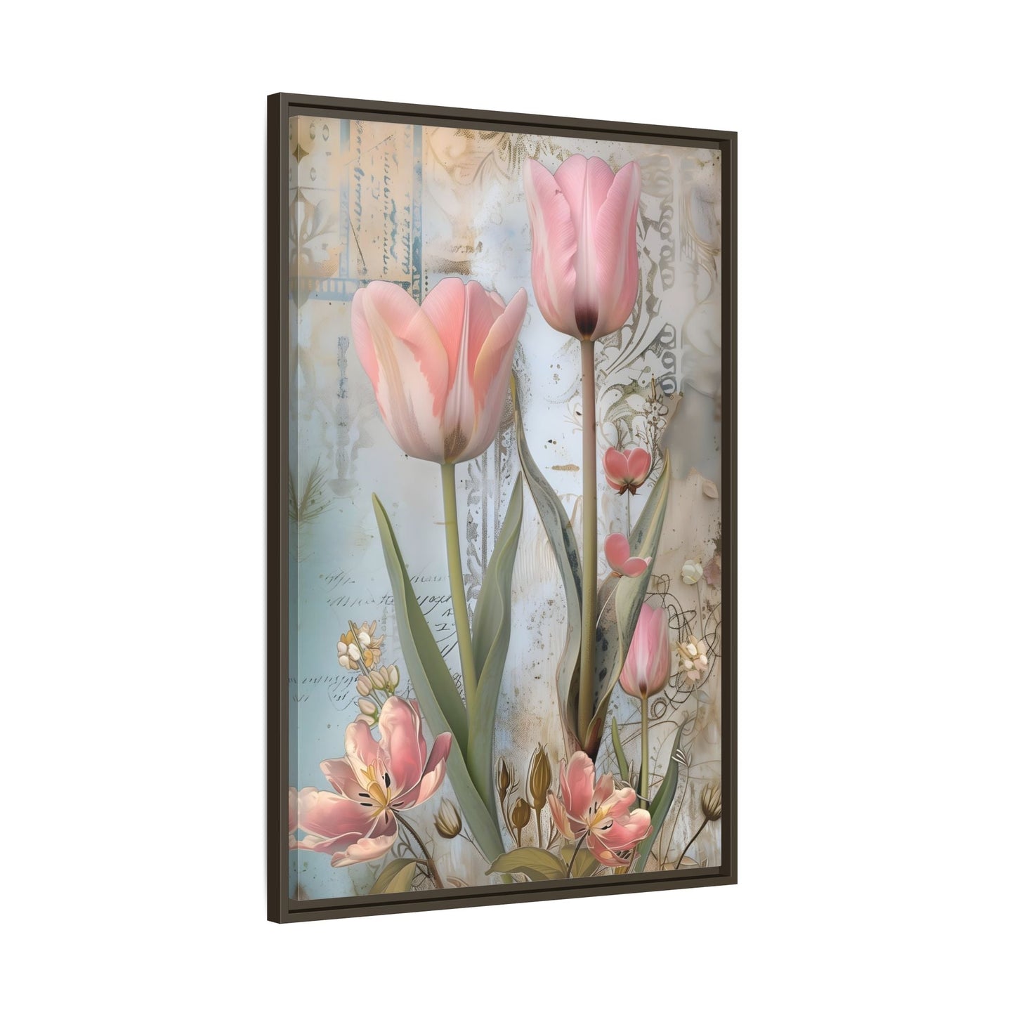 Pink Tulips Framed Canvas Floral Wall Art Prints