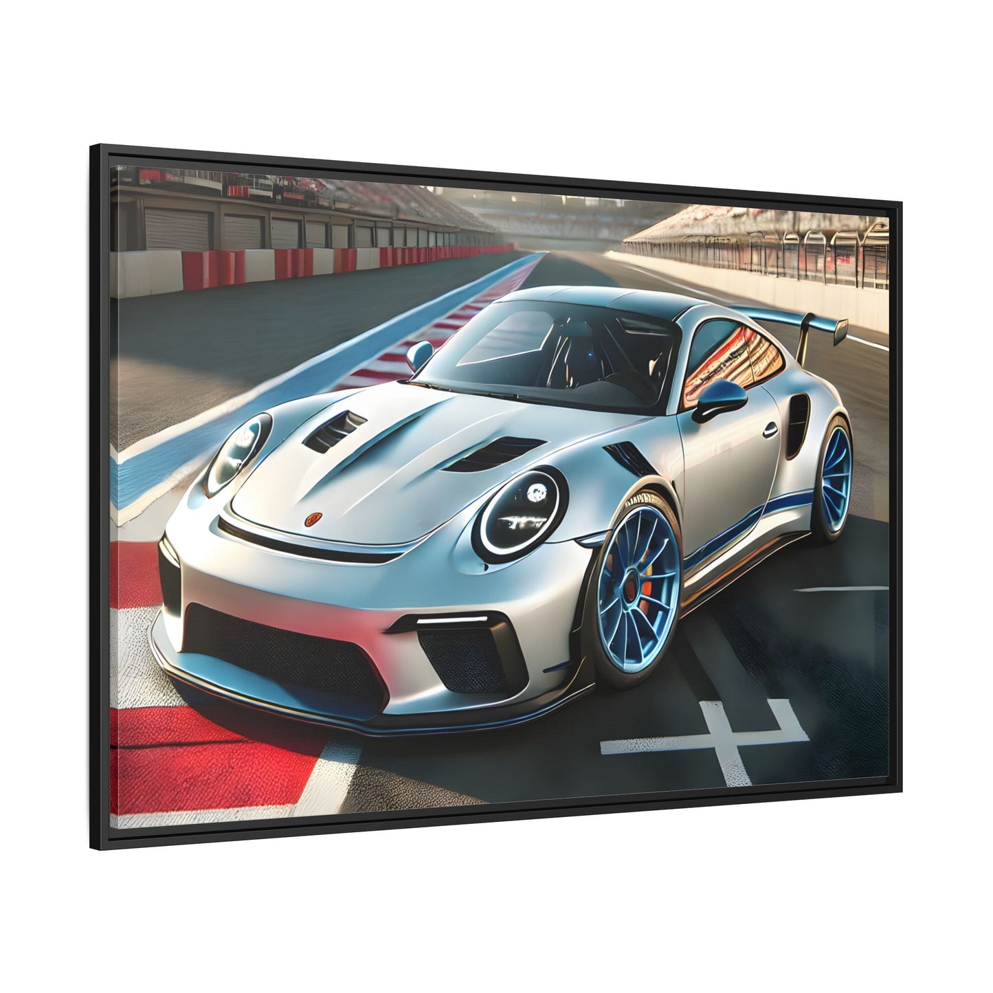 Racing Car Wall Art - Large Framed Canvas Print for Room Decor