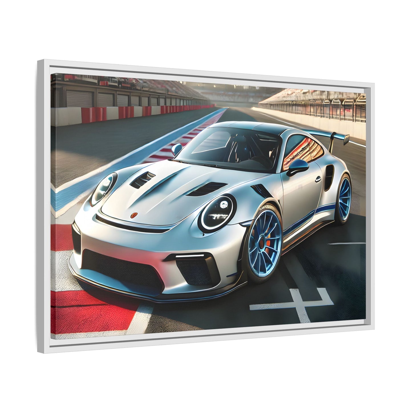 Racing Car Wall Art - Large Framed Canvas Print for Room Decor