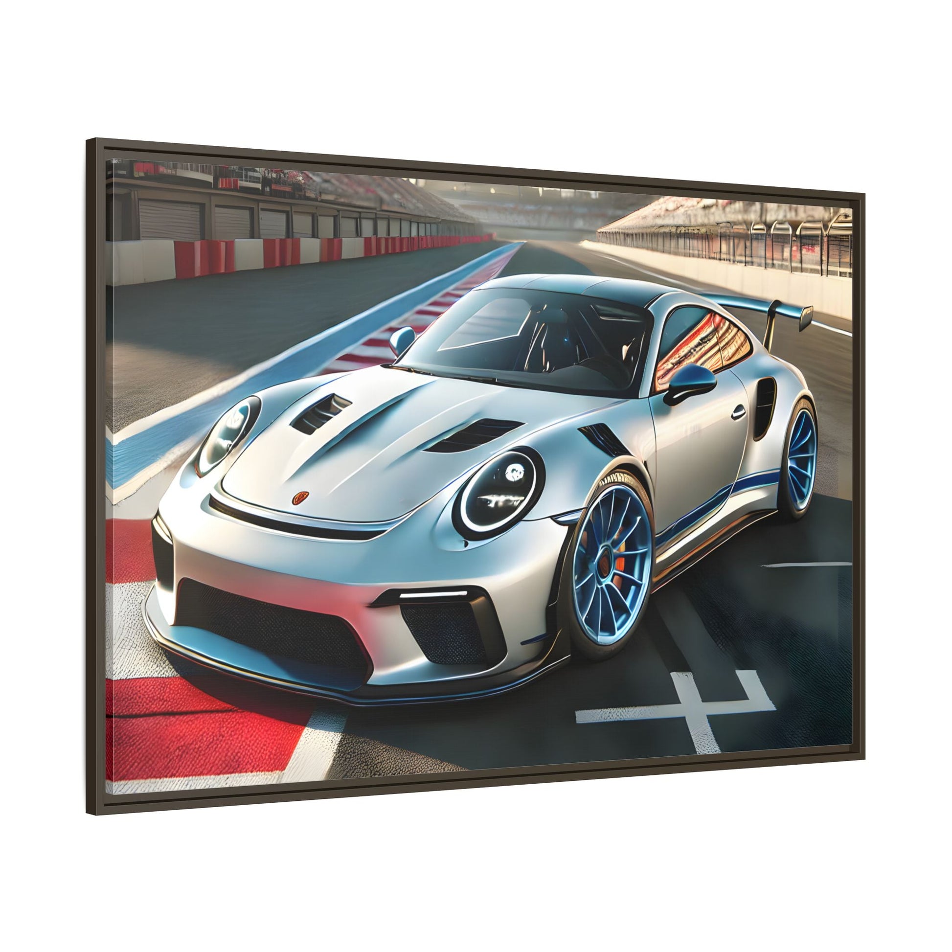 Racing Car Wall Art - Large Framed Canvas Print for Room Decor