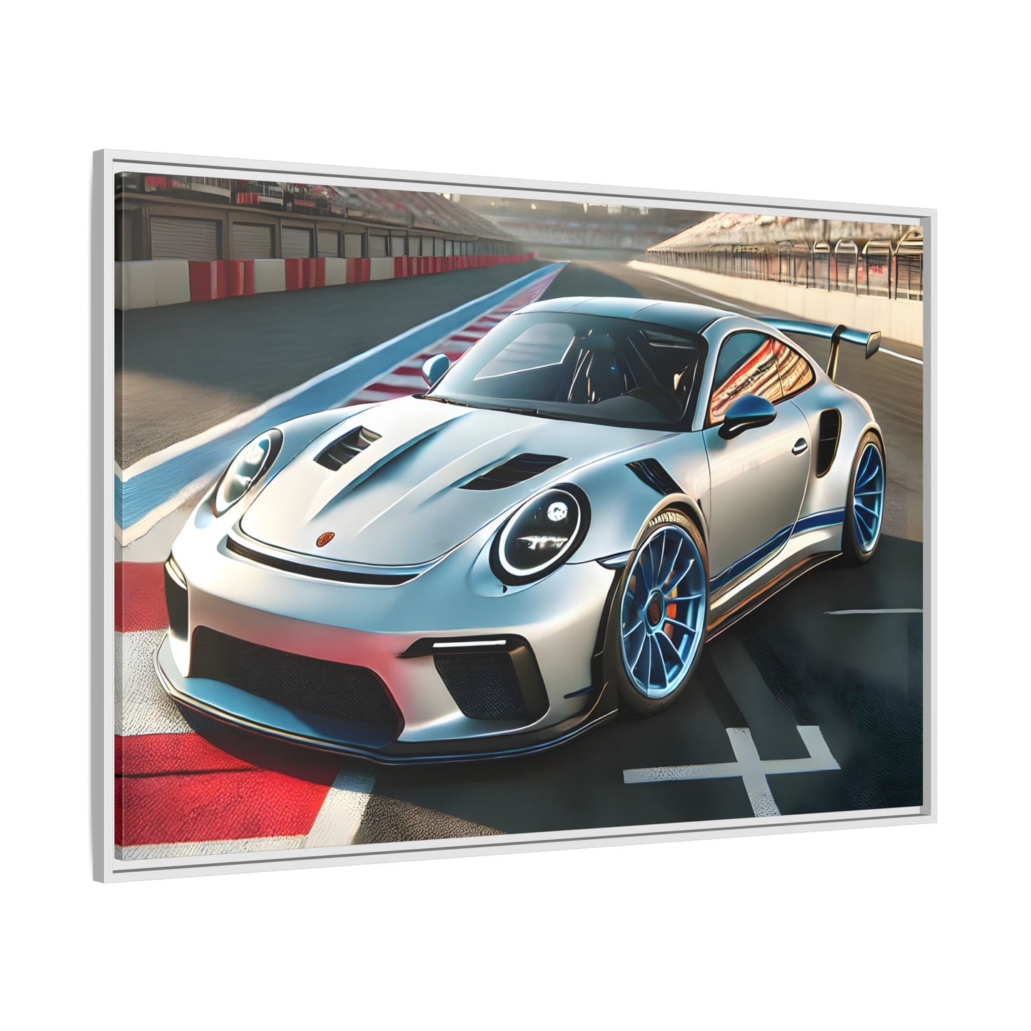 Racing Car Wall Art - Large Framed Canvas Print for Room Decor