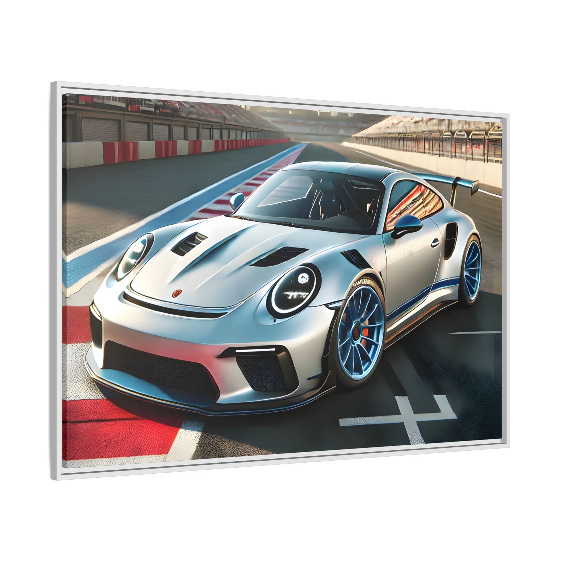 Racing Car Wall Art - Large Framed Canvas Print for Room Decor