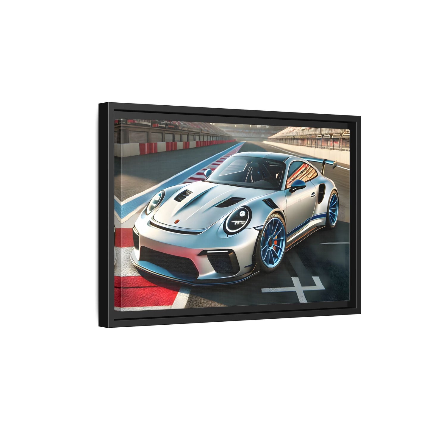 Racing Car Wall Art - Large Framed Canvas Print for Room Decor