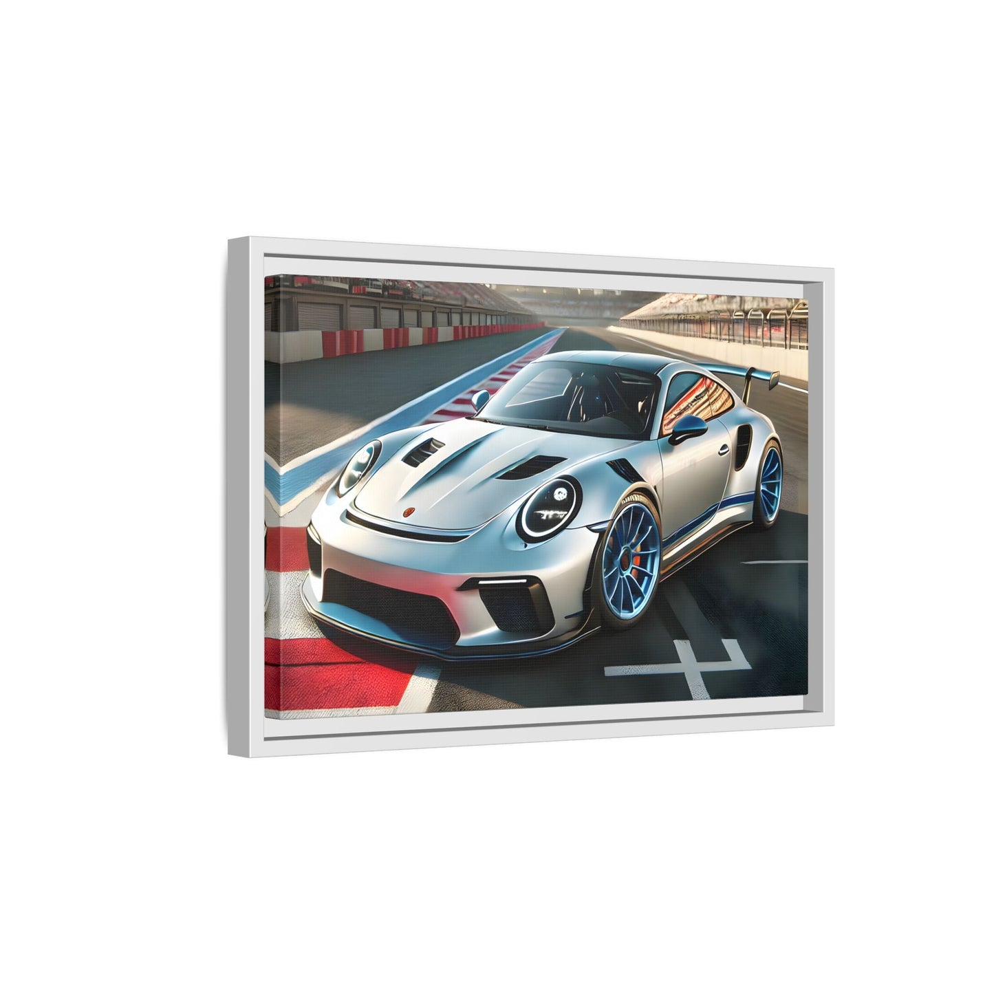 Racing Car Wall Art - Large Framed Canvas Print for Room Decor