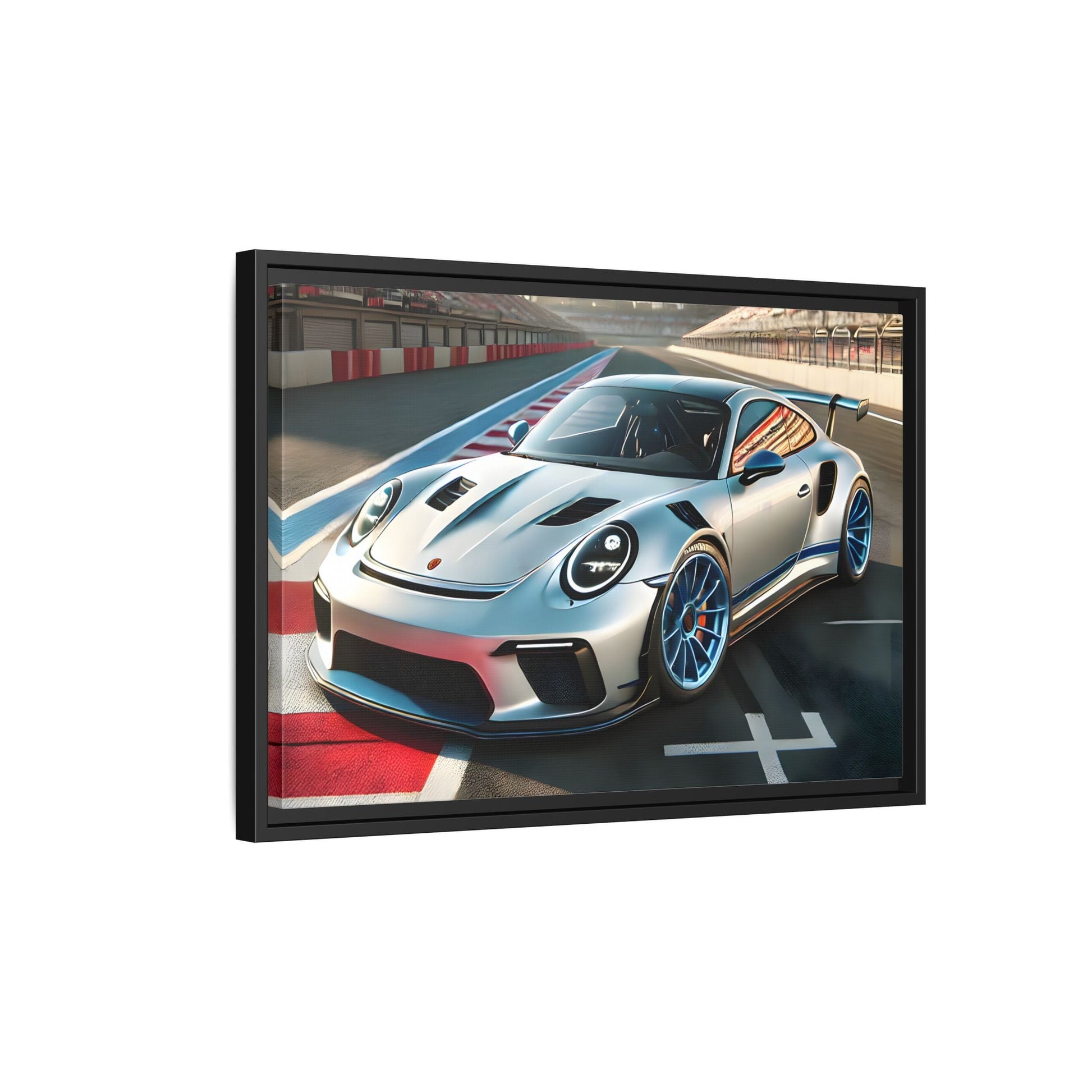 Racing Car Wall Art - Large Framed Canvas Print for Room Decor