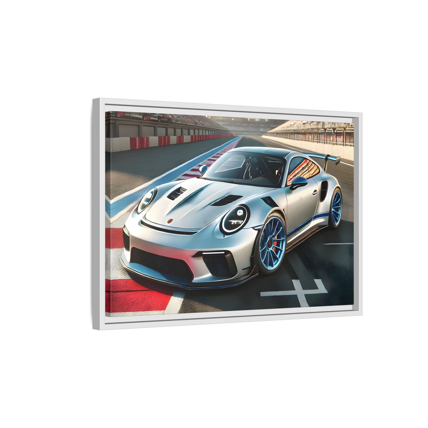 Racing Car Wall Art - Large Framed Canvas Print for Room Decor