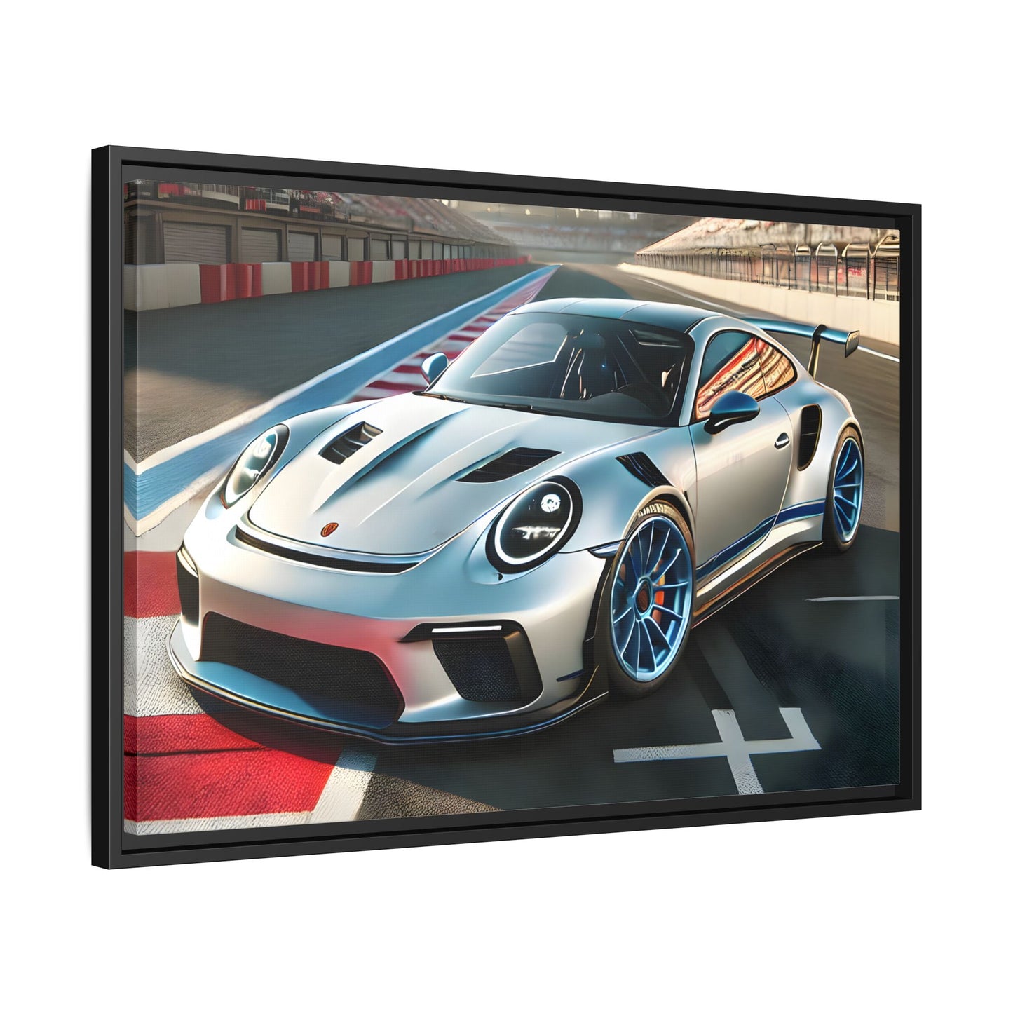 Racing Car Wall Art - Large Framed Canvas Print for Room Decor