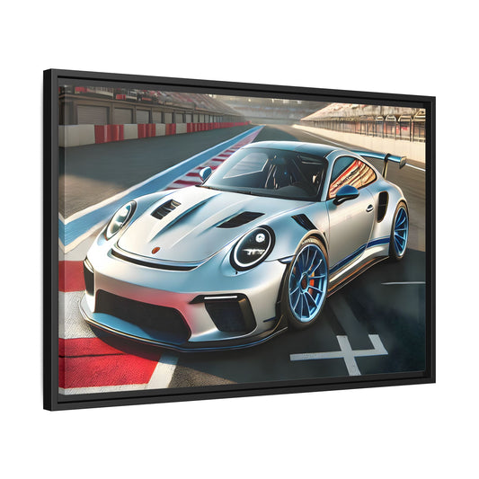 Racing Car Wall Art - Large Framed Canvas Print for Room Decor