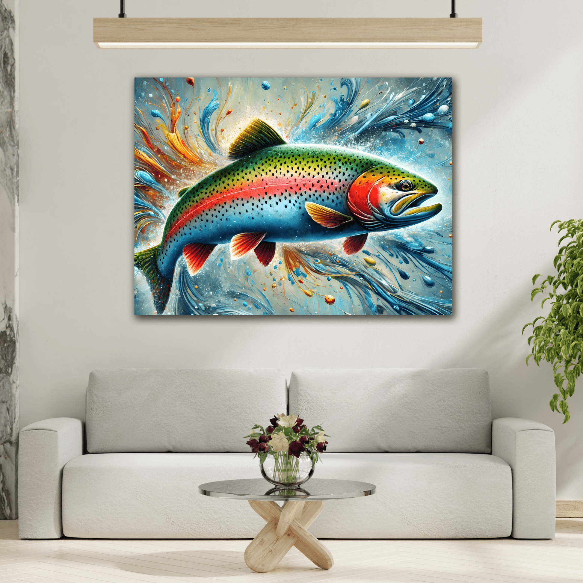 Rainbow Trout Fish Wall Art Fishing Artwork Canvas Print