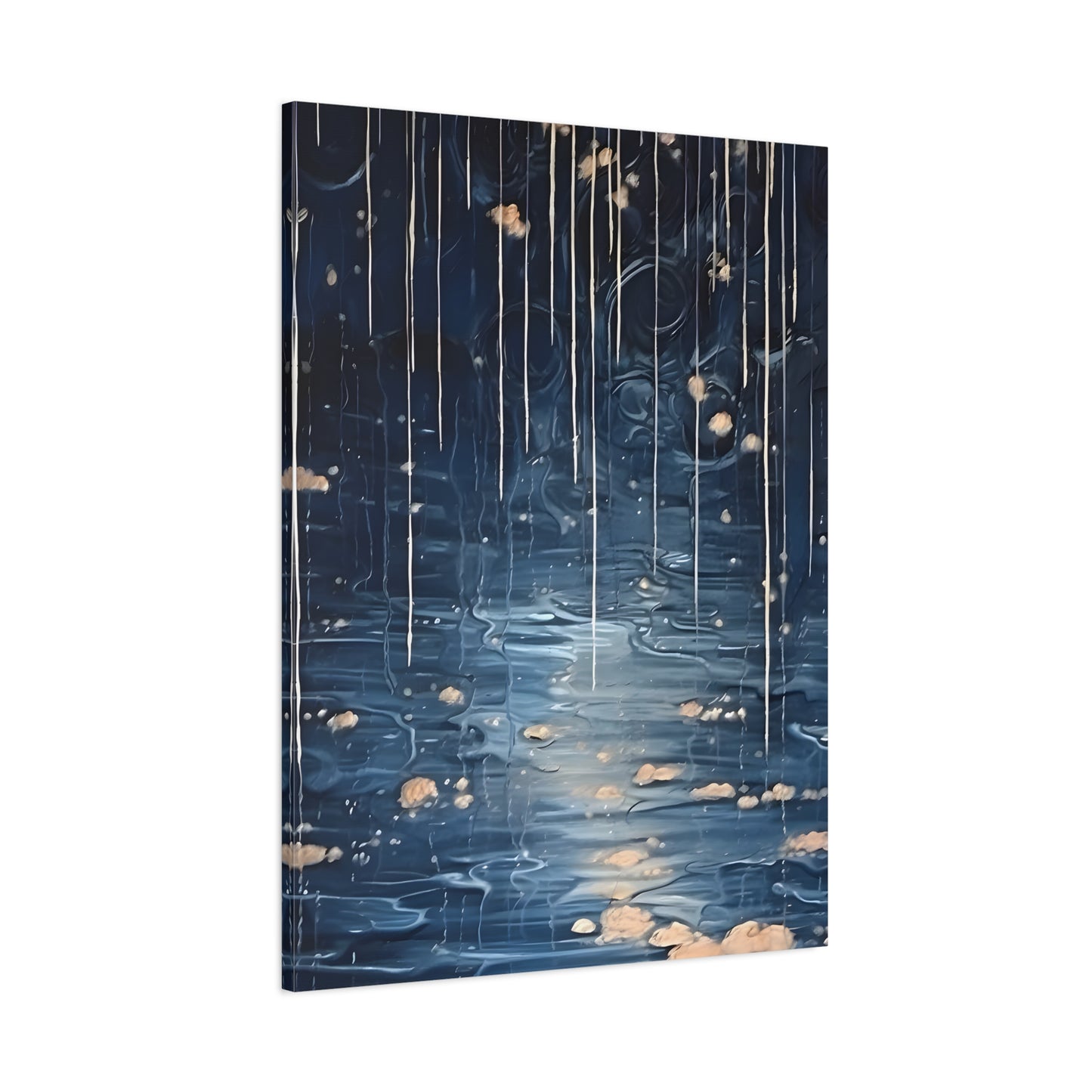 Rainy Night Abstract Landscape Canvas Prints - Water Reflection Wall Art