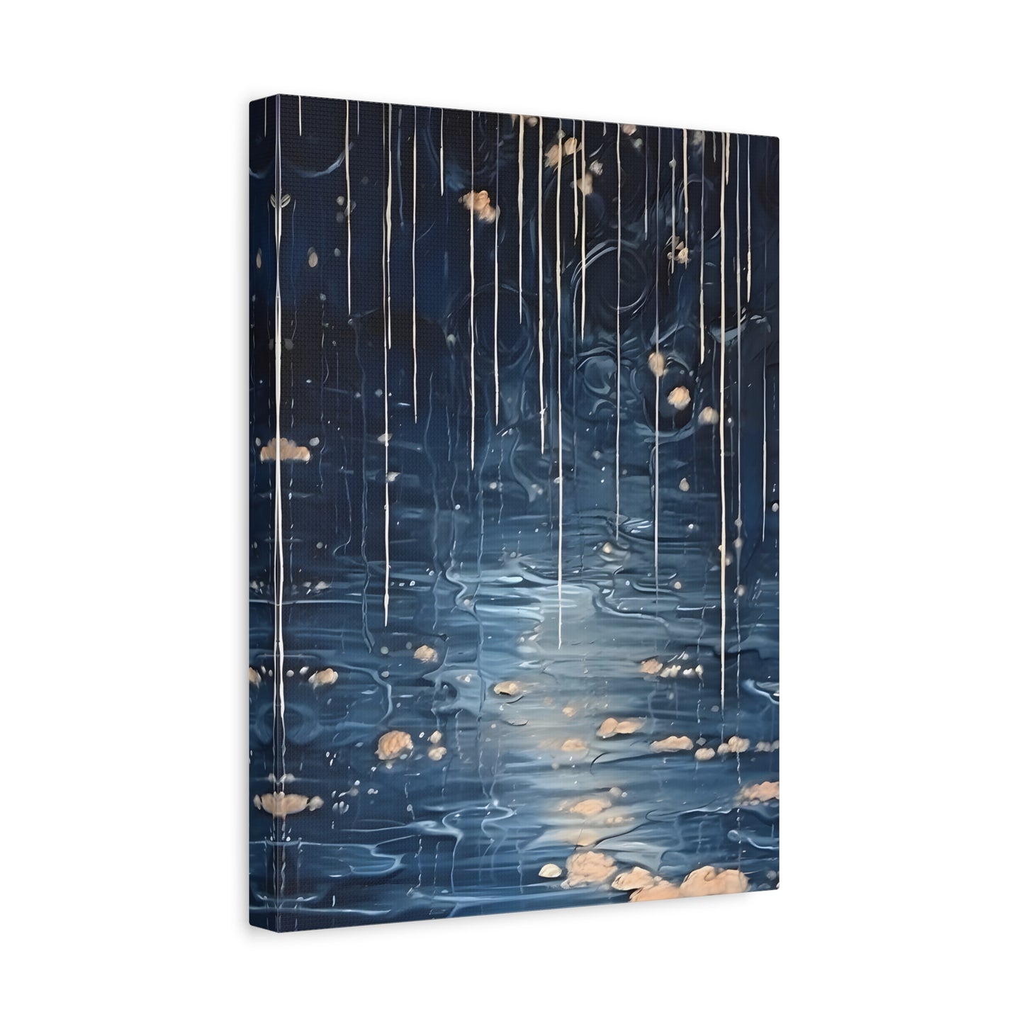 Rainy Night Abstract Landscape Canvas Prints - Water Reflection Wall Art