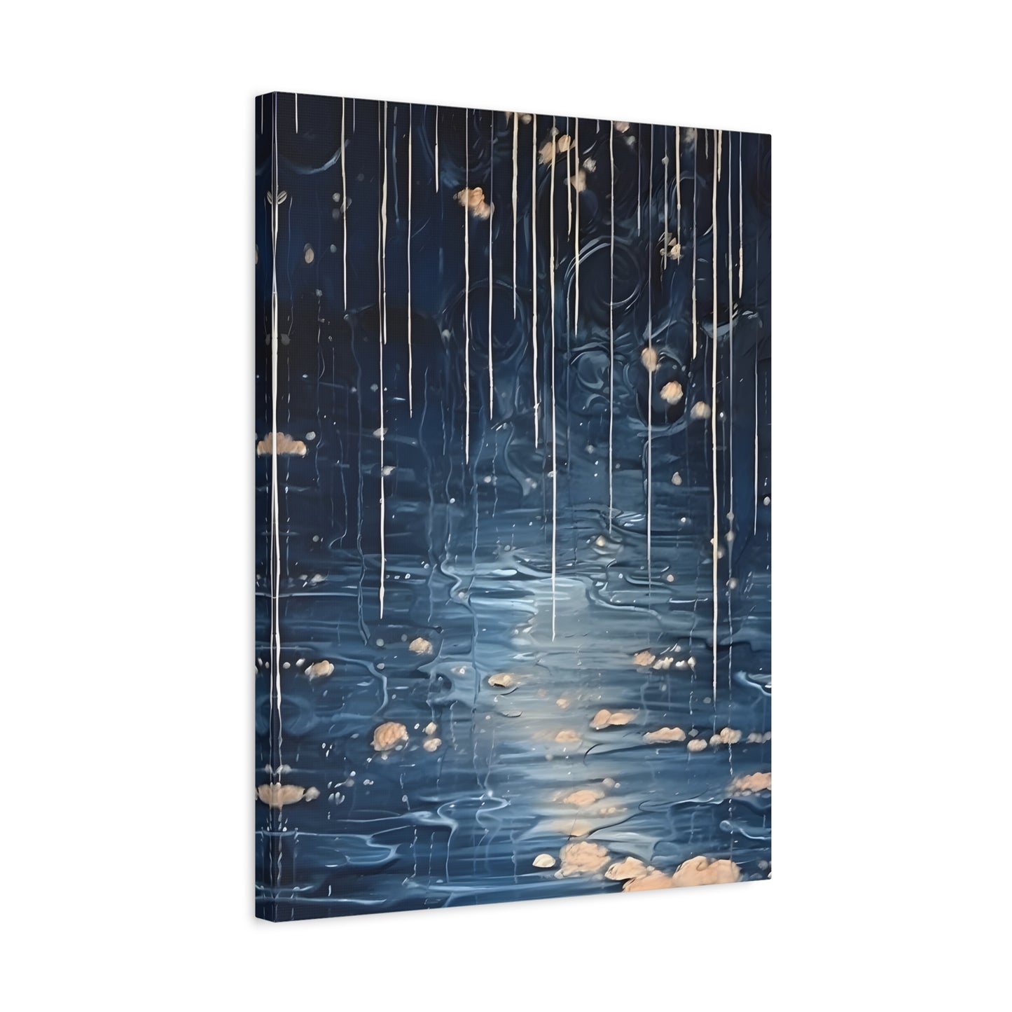 Rainy Night Abstract Landscape Canvas Prints - Water Reflection Wall Art