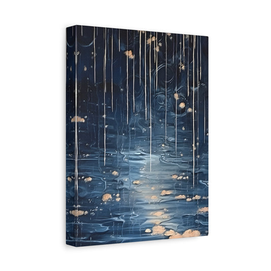 Rainy Night Abstract Landscape Canvas Prints - Water Reflection Wall Art