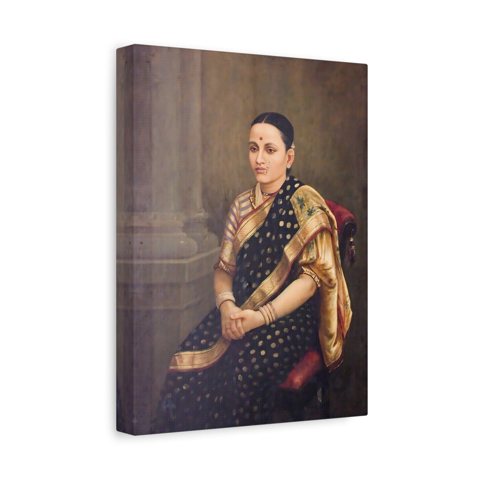 Raja Ravi Sri Lady Portrait - Framed Canvas Wall Art Print