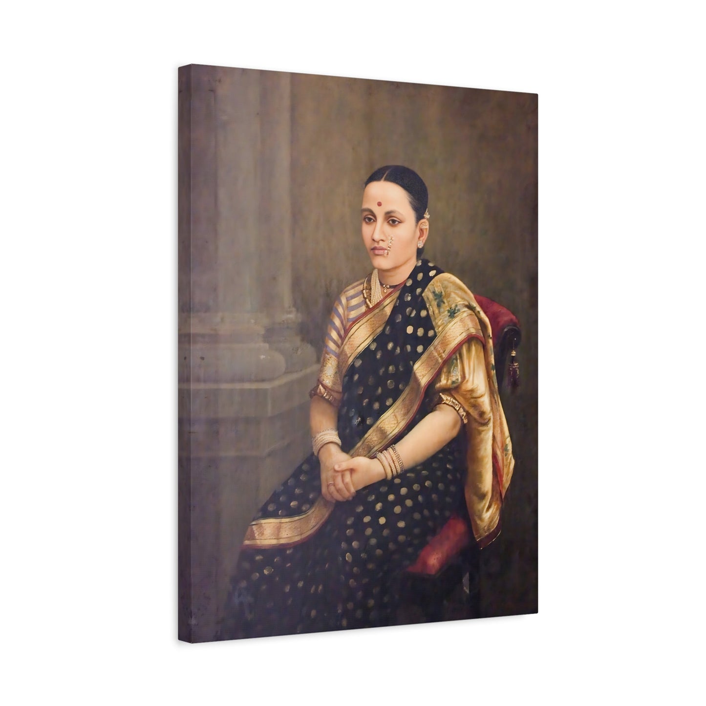 Raja Ravi Sri Lady Portrait - Framed Canvas Wall Art Print