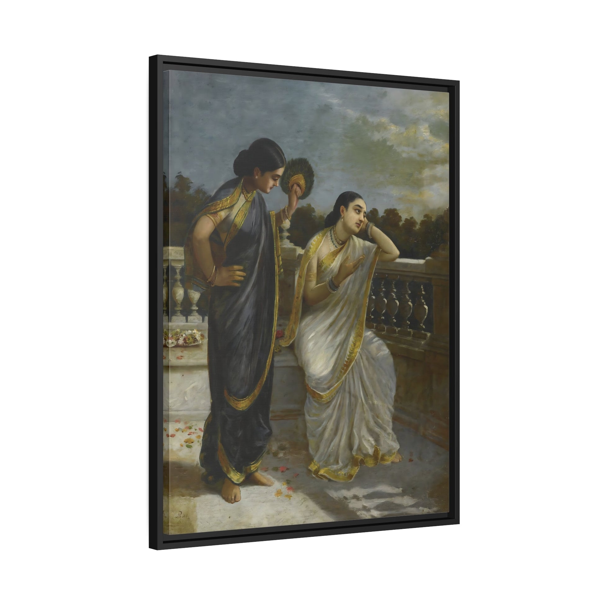 Raja Ravi Varma Damayanti - Framed Canvas Print Wall Art Print