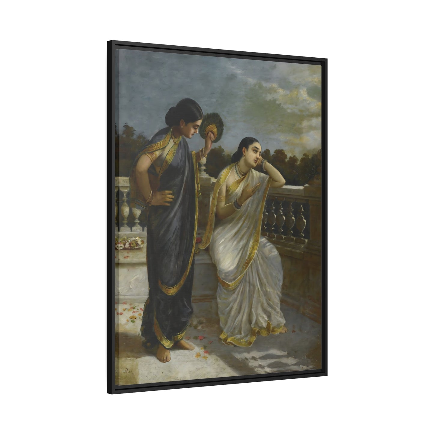 Raja Ravi Varma Damayanti - Framed Canvas Print Wall Art Print