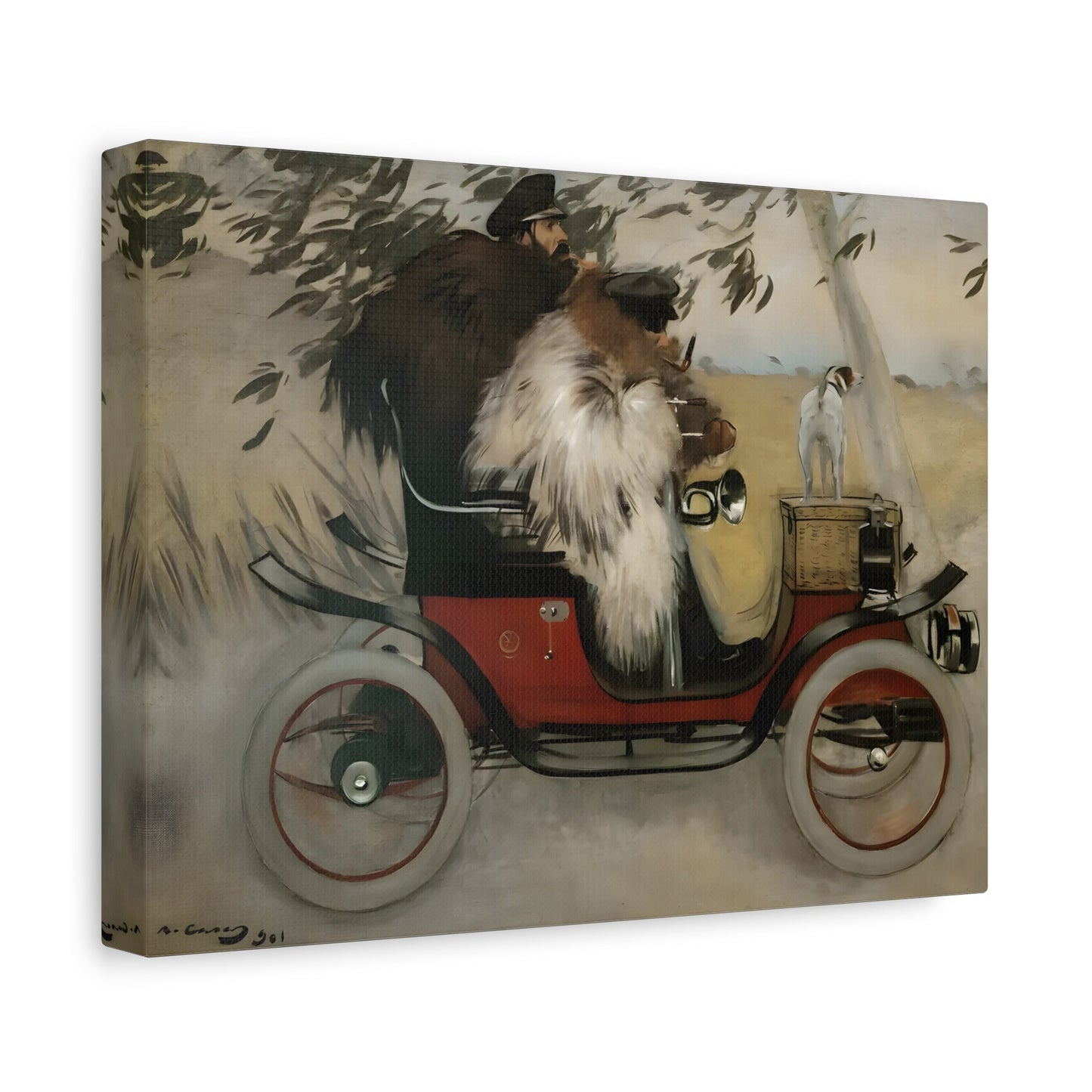 Ramon Casas and Pere Romeu In An Automobile - Canvas Wall Art Print