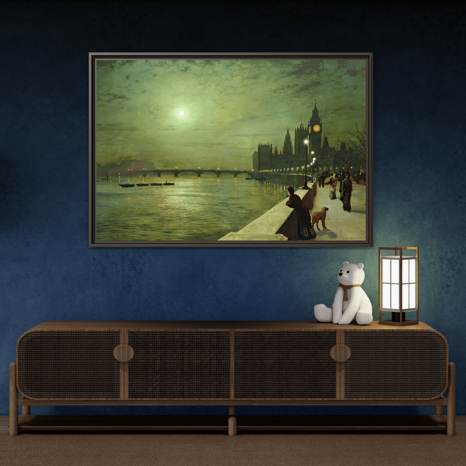 Reflections on the Thames Framed Atkinson Canvas Wall Art Print