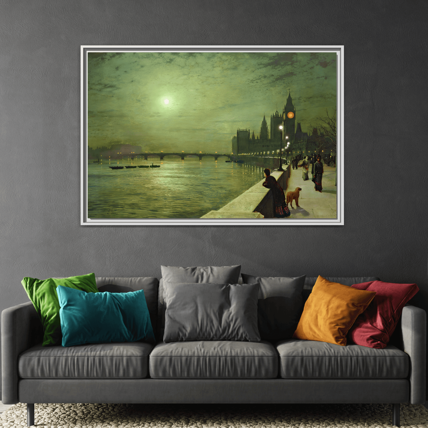 Reflections on the Thames Framed Atkinson Canvas Wall Art Print