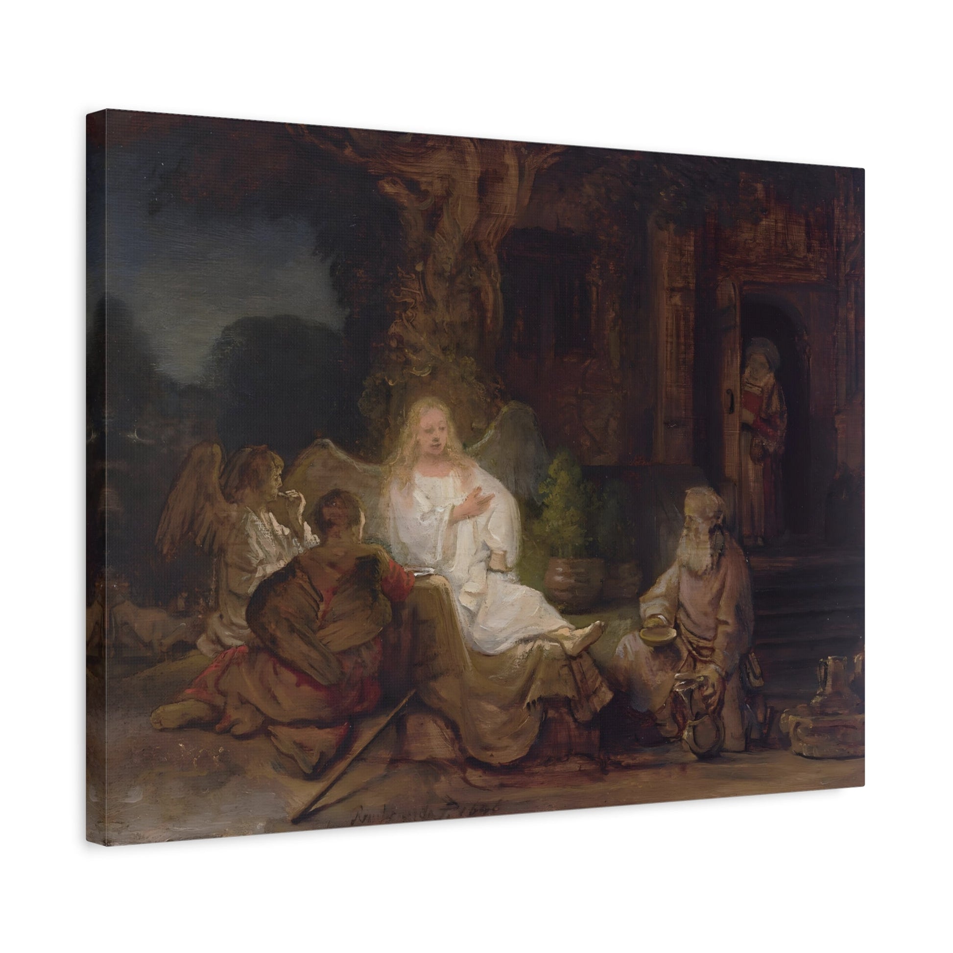 Rembrandt Abraham and the Angels - Canvas Wall Art Print