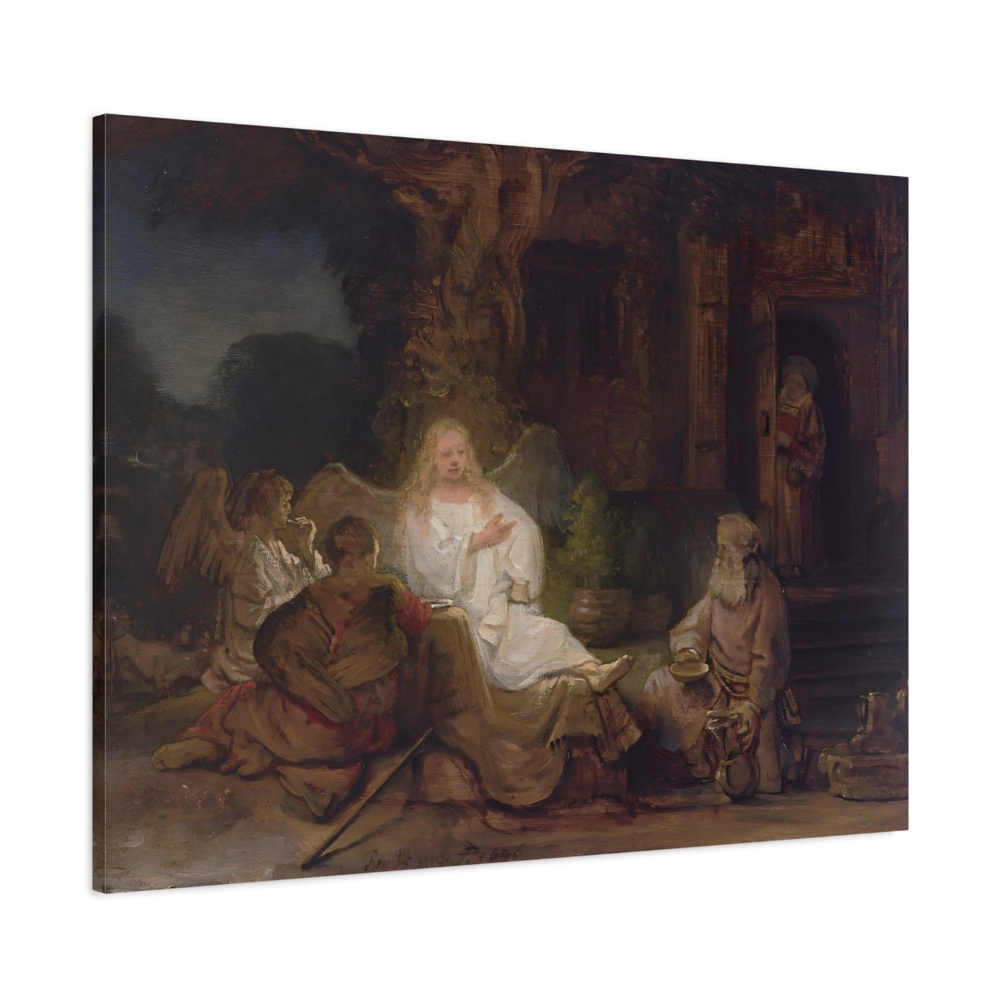 Rembrandt Abraham and the Angels - Canvas Wall Art Print