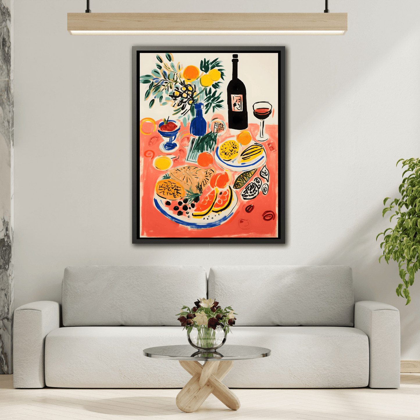 Retro Dinner Food Chef Wall Art Canvas Framed Kitchen Prints